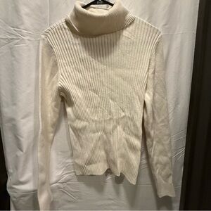 Charter Club Cream Ribbed Turtleneck Sweater
